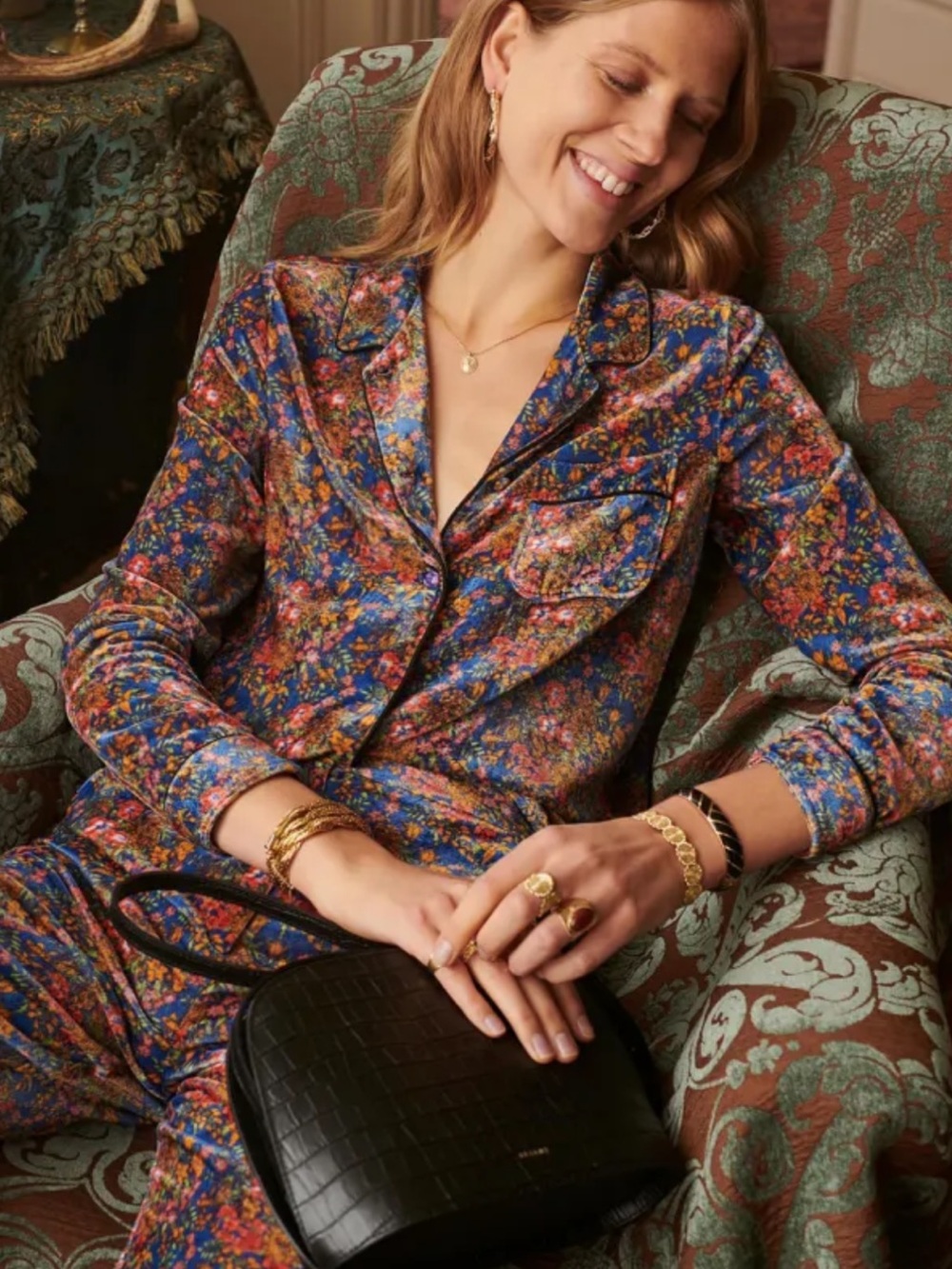 Sézane x Manoush Silk Velvet Floral Shirt Size 34 / US 2 Rare 2018 Capsule